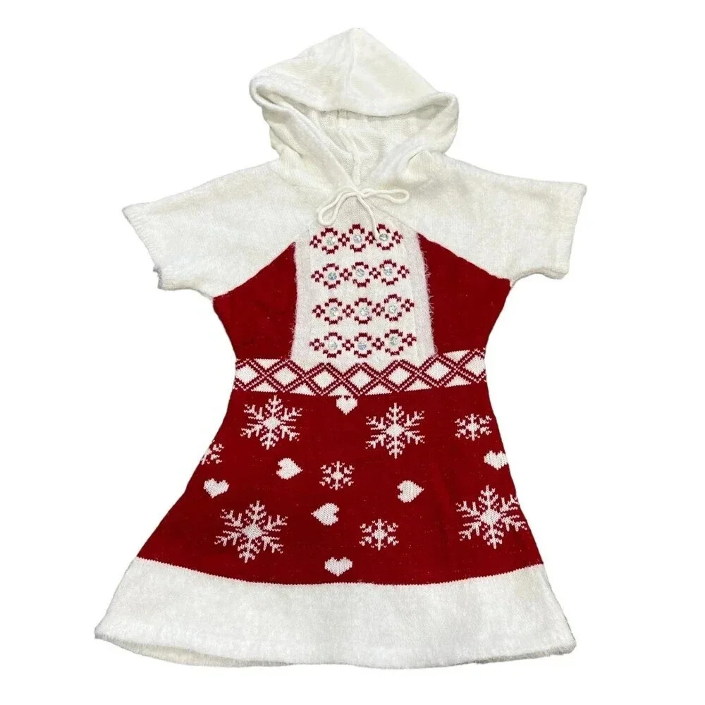 Margaux & Lexi Red Snowflake Fizzy Sweater Dress 6X
